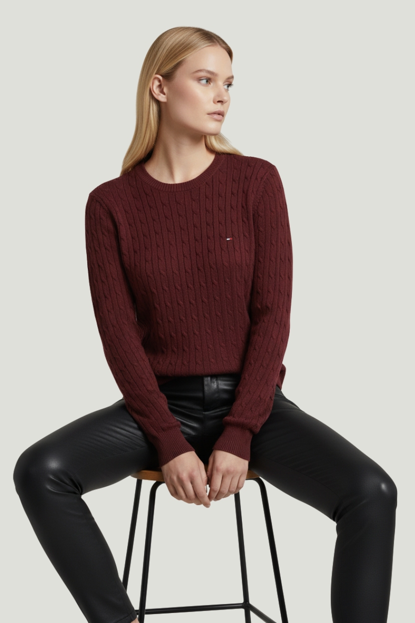 Tommy Hilfiger Buso tejido vinotinto para mujer
