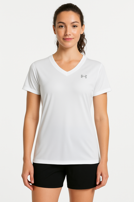Camiseta Deportiva blanca cuello en V Under Armour