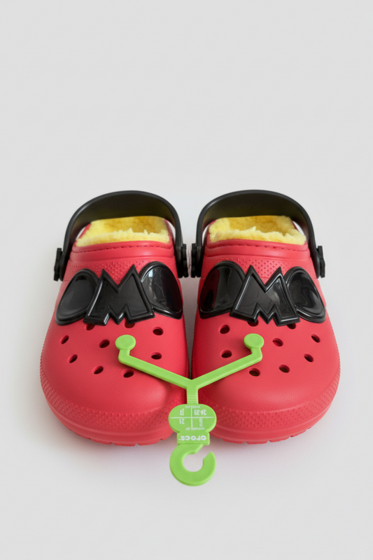 Crocs rojos con felpa interior Mickey Mouse para niño