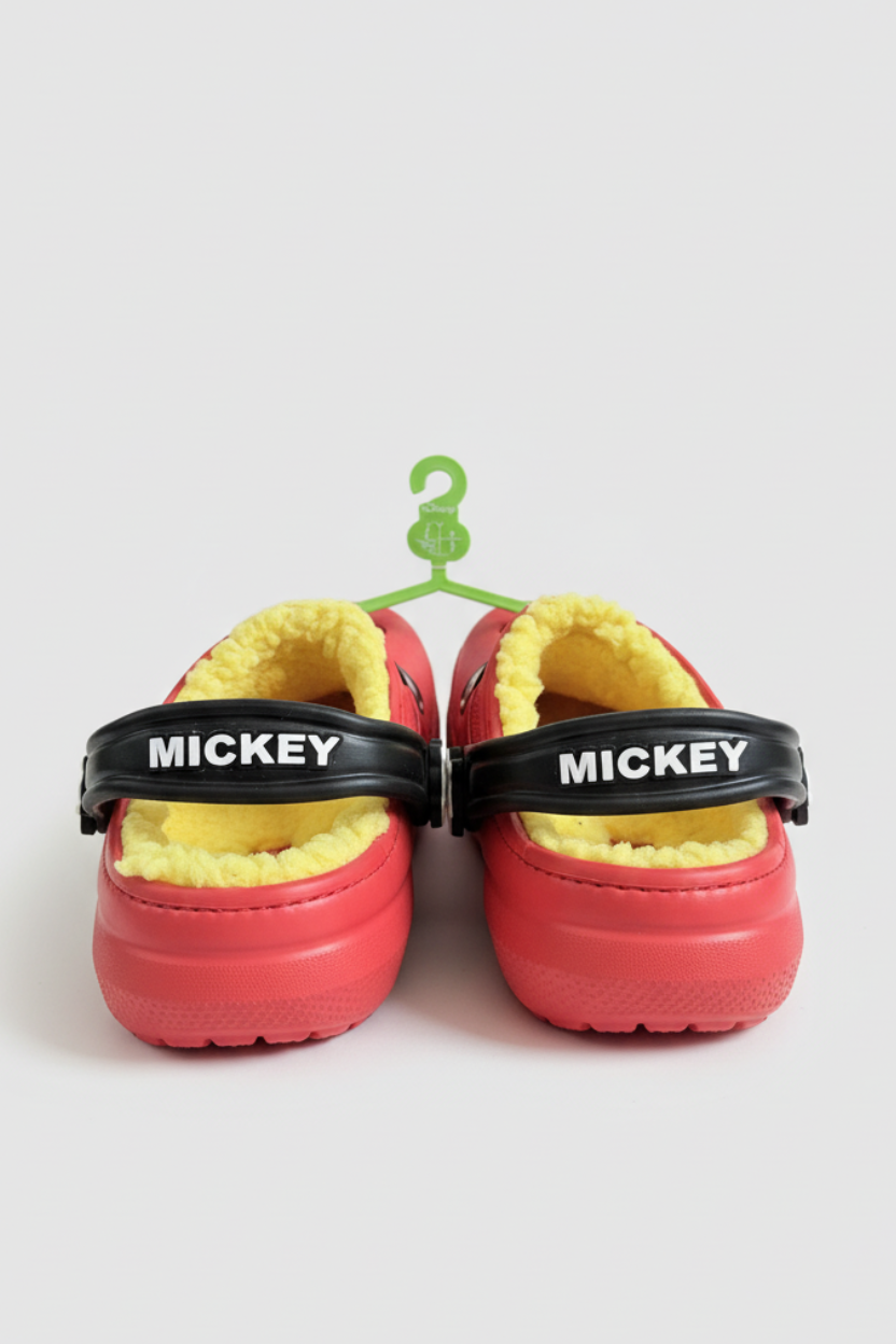 Crocs rojos con felpa interior Mickey Mouse para niño