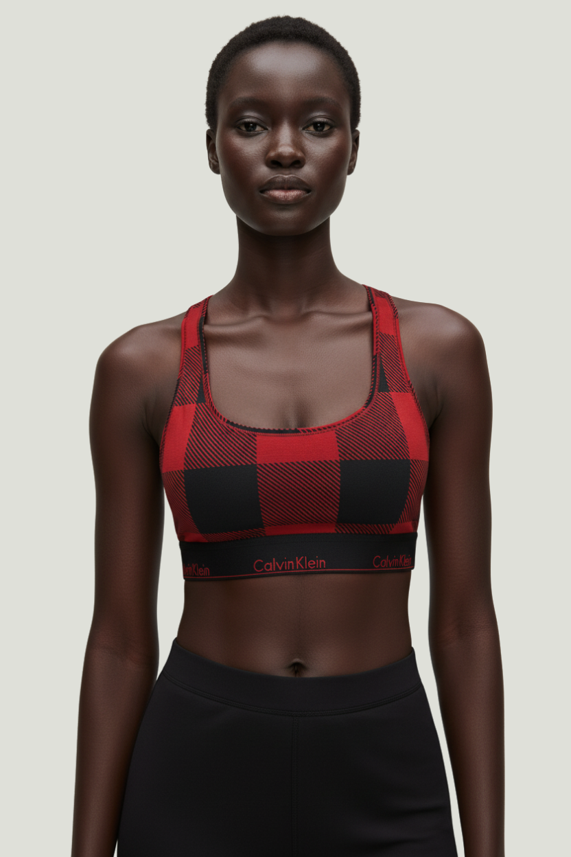 Calvin Klein Top rojo a cuadros para mujer