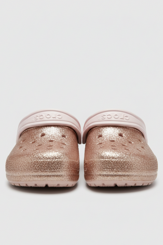 Crocs dorados con felpa interna para niña