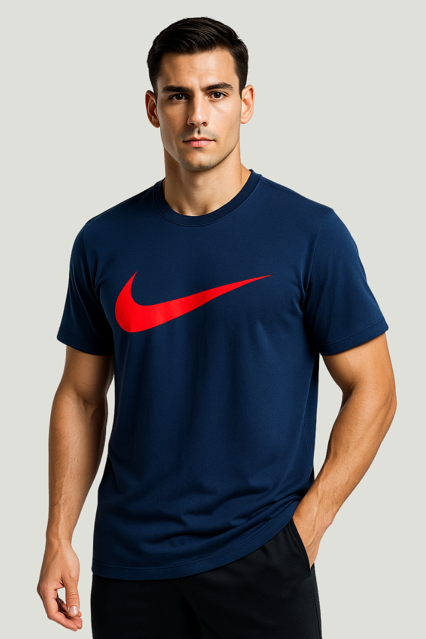 Nike Camiseta azul para hombre con logo frontal