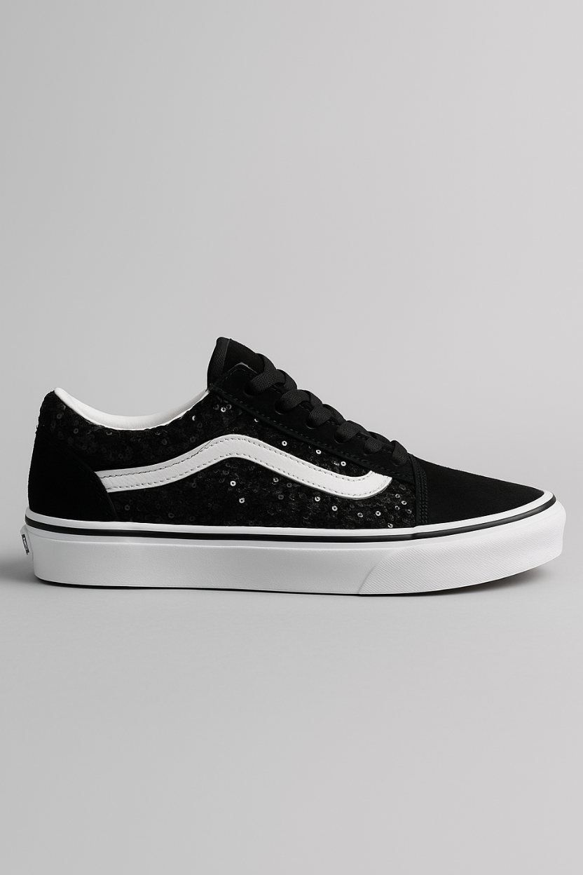 Vans Zapatos negros con lentejuelas para mujer