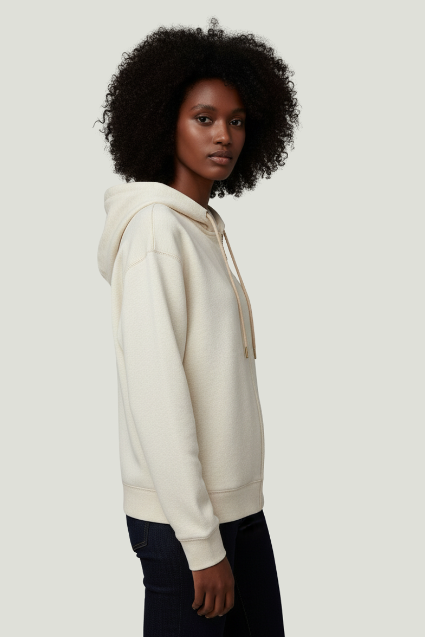 Tommy Hilfiger Chaqueta hoodie crema para mujer con cremallera