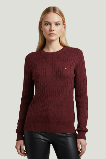Tommy Hilfiger Buso tejido vinotinto para mujer