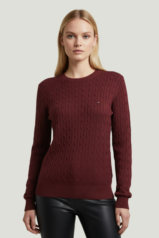 Tommy Hilfiger Buso tejido vinotinto para mujer