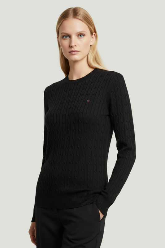 Tommy Hilfiger buso tejido negro para mujer