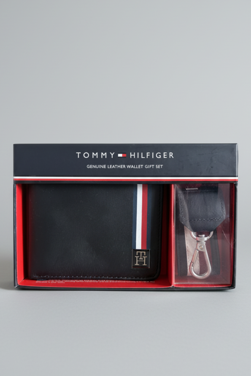 Set billetera negra y llavero hombre Tommy Hilfiger