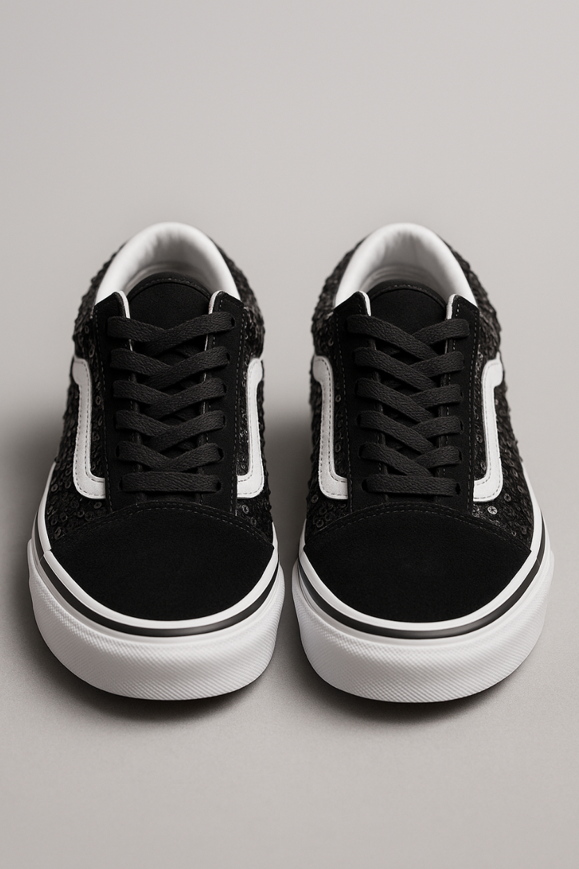 Vans Zapatos negros con lentejuelas para mujer