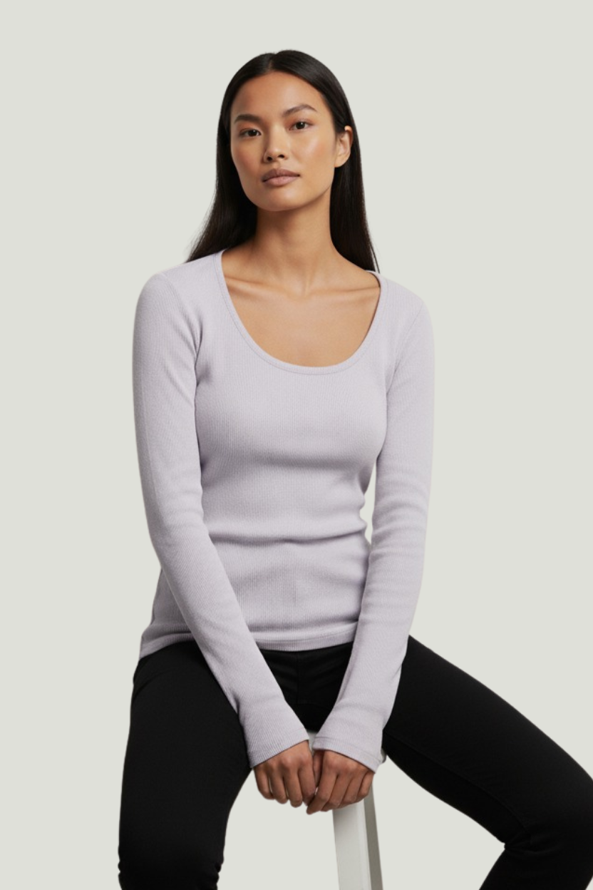 Calvin Klein Camiseta lila de manga larga para mujer