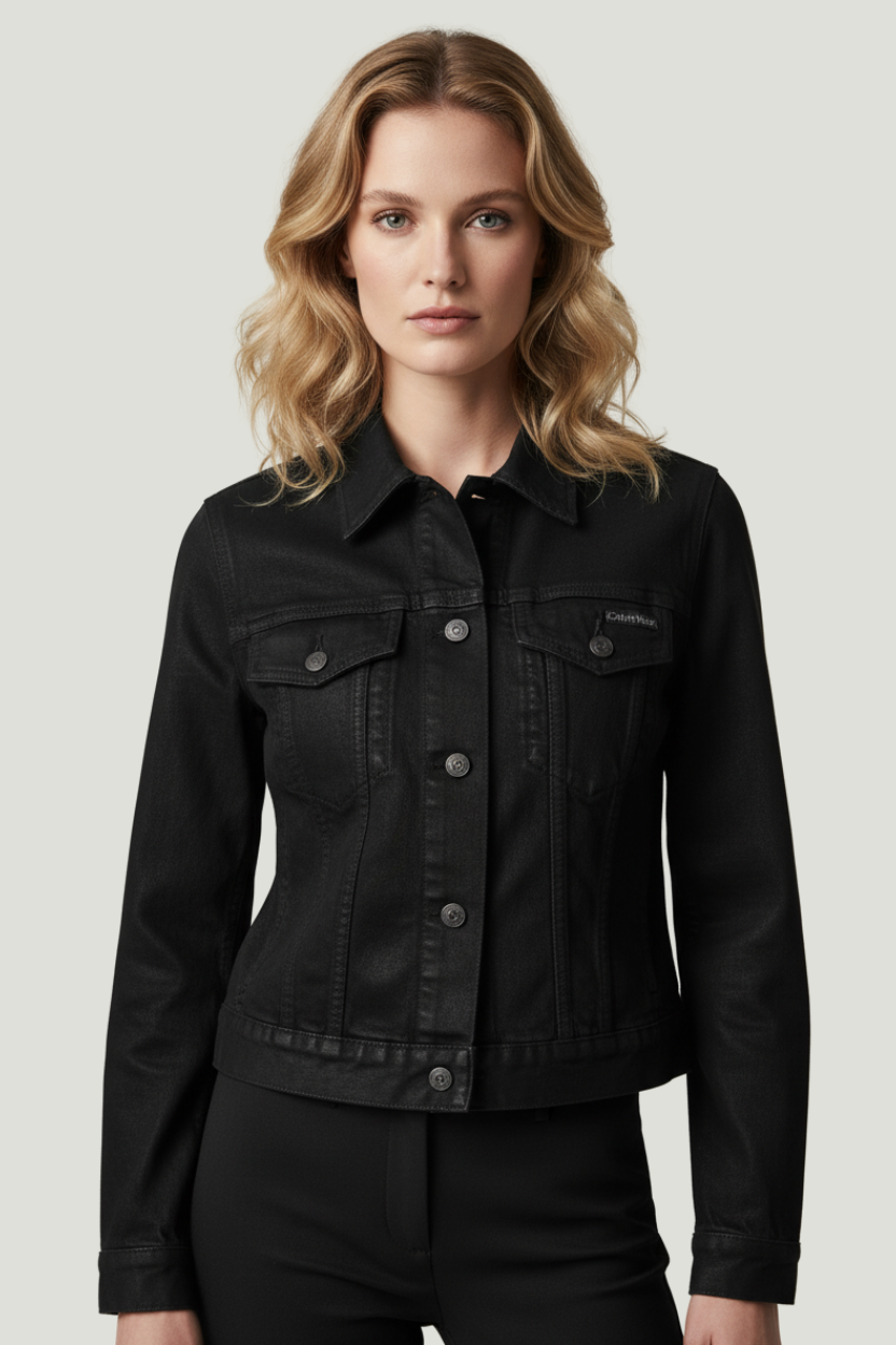Calvin Klein Chaqueta negra de jean para mujer