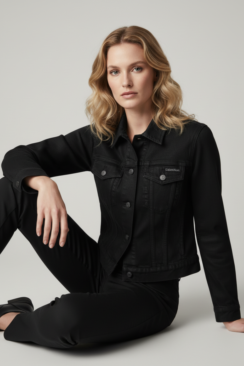 Calvin Klein Chaqueta negra de jean para mujer