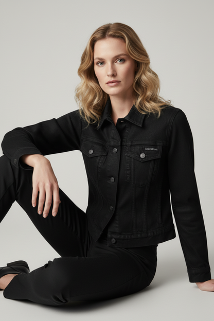 Calvin Klein Chaqueta negra de jean para mujer