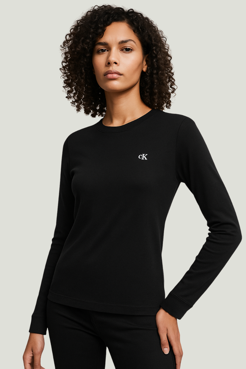 Calvin Klein Camiseta negra manga larga para mujer