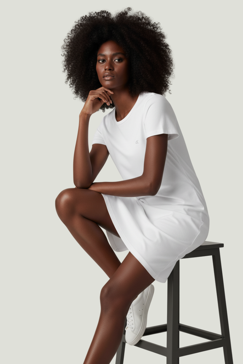 Calvin Klein vestido blanco para mujer con corte recto