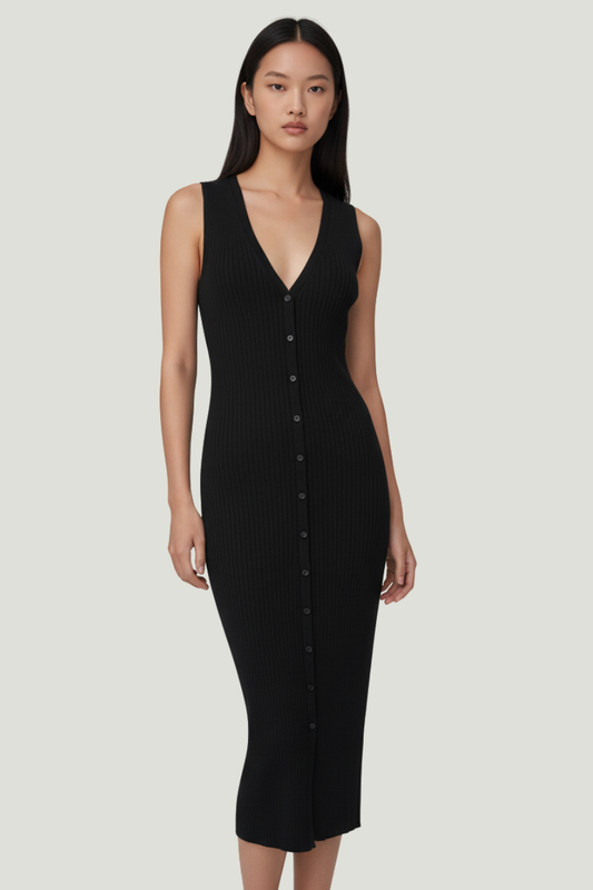 Calvin Klein vestido largo negro sin mangas para mujer