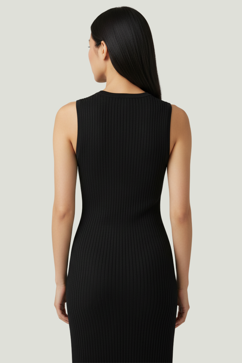 Calvin Klein vestido largo negro sin mangas para mujer