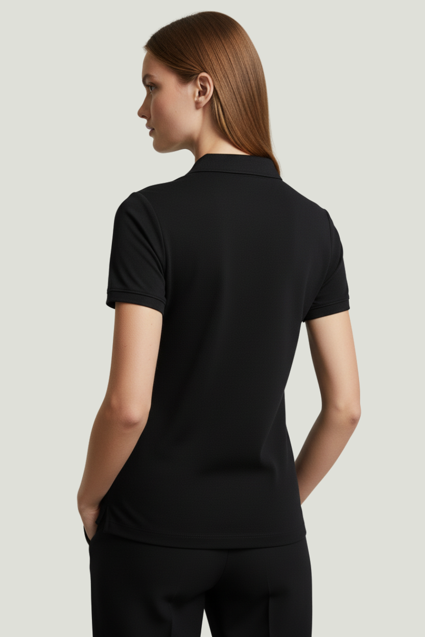 Tommy Hilfiger Polo negro para mujer con cremallera