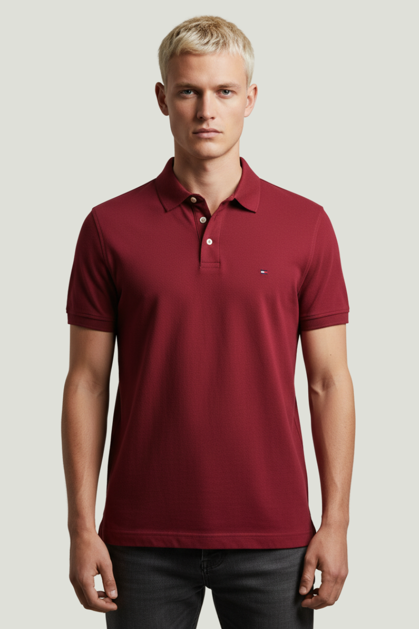 Tommy Hilfiger Polo vinotinto para hombre corte clásico