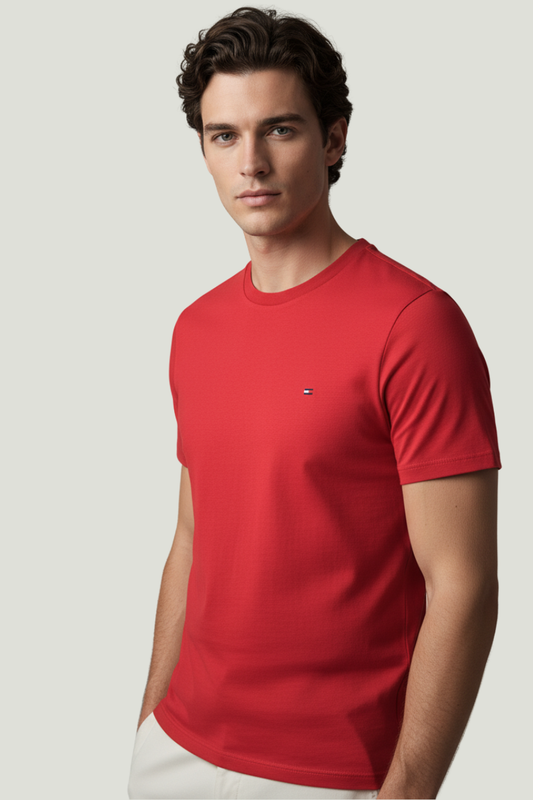 Tommy Hilfiger Camiseta roja para hombre estilo clásico