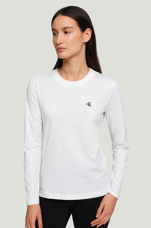 Calvin Klein Camiseta blanca de manga larga para mujer