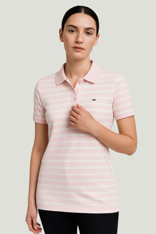 Tommy Hilfiger Polo rosado para mujer 100% algodón